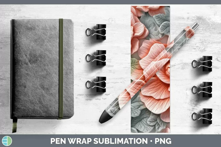 3D Begonia Pen Wrap Sublimation Epoxy Pen Designs