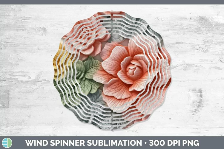 3D Flowers Begonia Wind Spinner Sublimation Spinner Designs