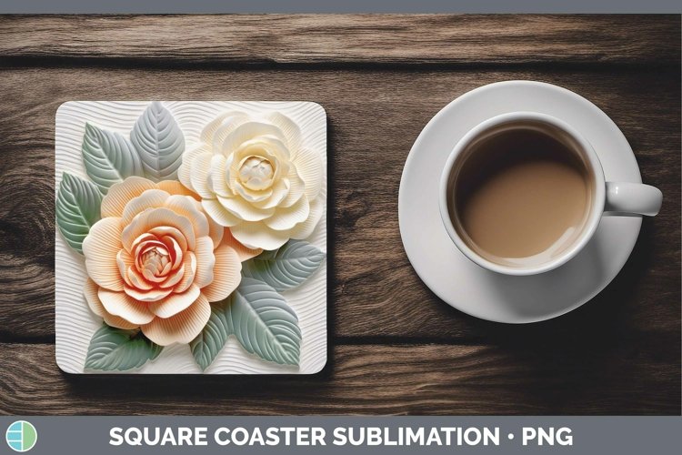 Gorgeous3D Flowers Square Coaster design.