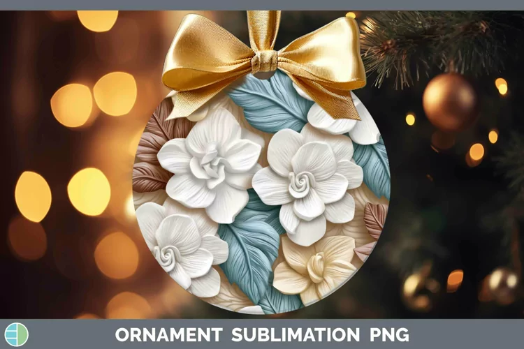 3D Flowers Gardenia Ornament Sublimation Bauble Designs