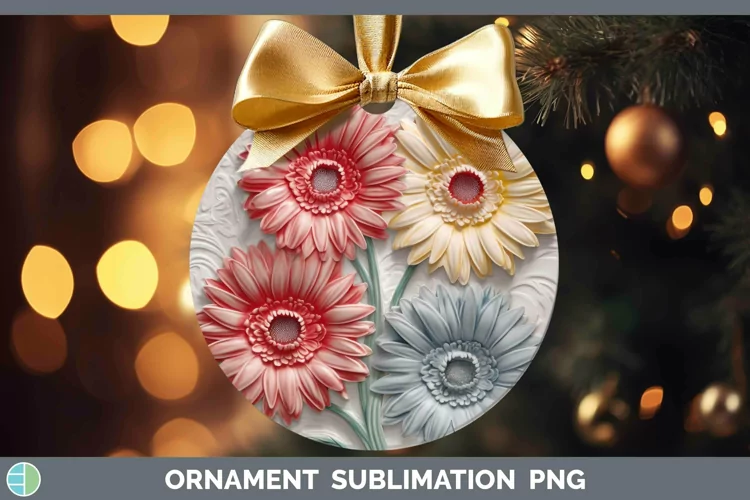 3D Gerbera Daisy Ornament Sublimation Bauble Designs