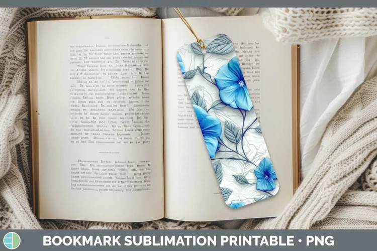 3D Flowers Morning Glory Bookmark Sublimation Printable Desi