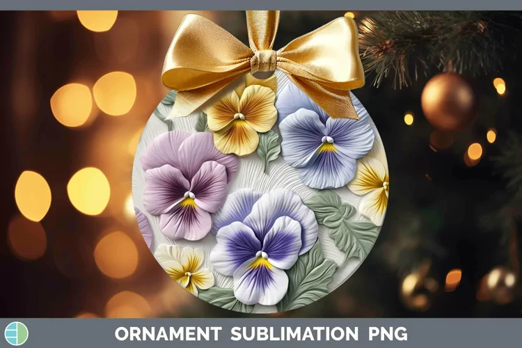 3D Flowers Pansy Ornament Sublimation Bauble Designs