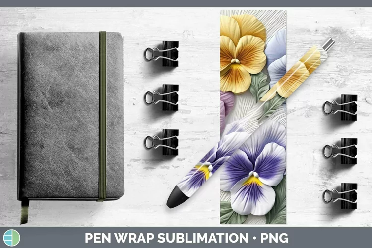 3D Flowers Pansy Pen Wrap Sublimation Epoxy Pen Designs