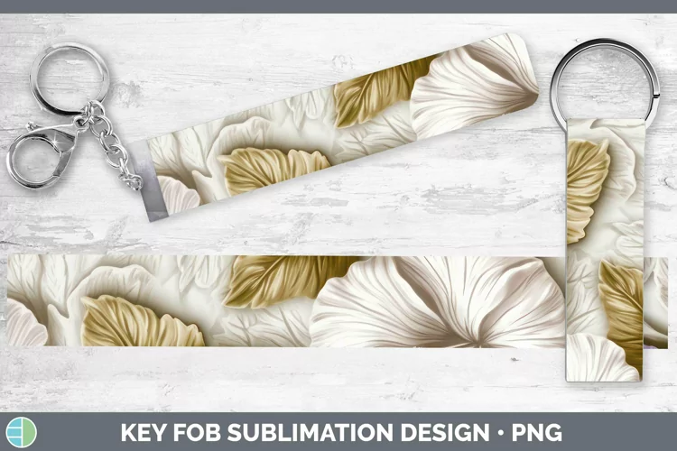 3D Flowers Petunia Key Fob Sublimation Wristlet Designs