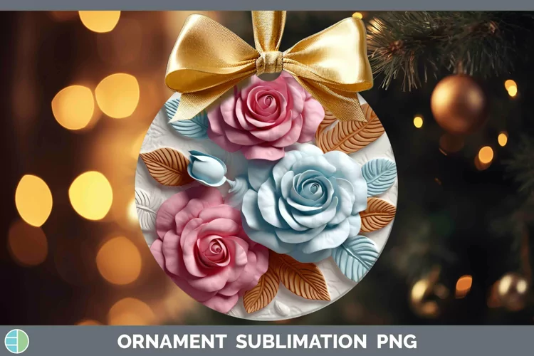 3D Rose Ornament Sublimation Bauble Designs