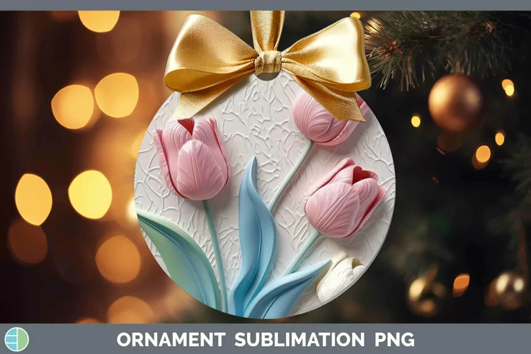 3D Flowers Tulip Ornament Sublimation Bauble Designs