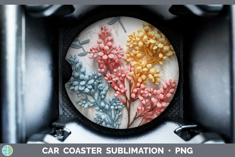 3D Flowers Acacia Car Coaster Sublimation Coaster Designs