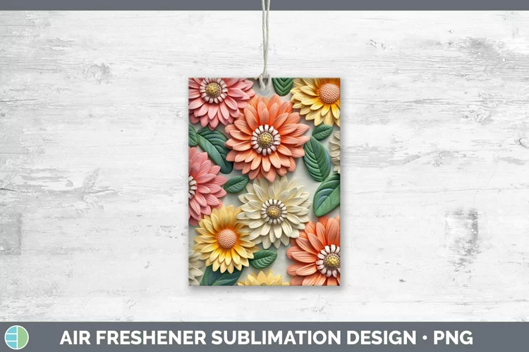 3D Flowers Zinnia Air Freshener Sublimation Car Freshener De