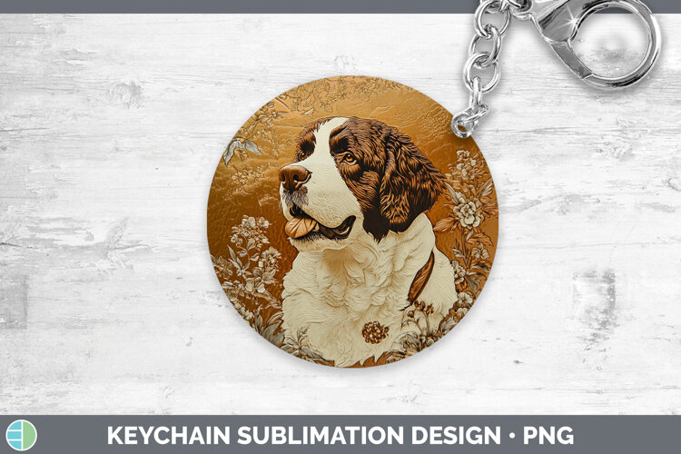 Dogs 01 Copper Relief Saint Bernard Keychain Sublimation Key example image 1