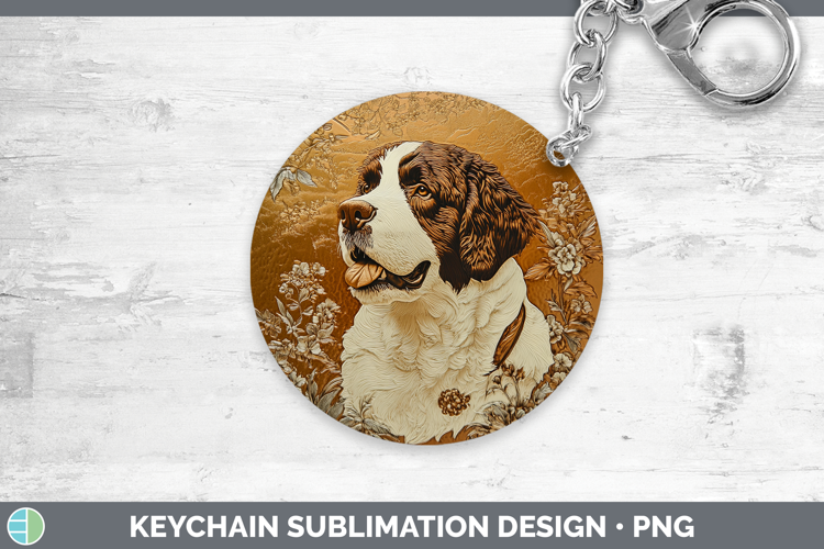 Dogs 01 Copper Relief Saint Bernard Keychain Sublimation Key
