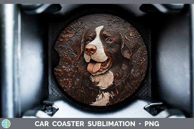 Dogs 03 Copper Relief Bernese Mountain Dog Car Coaster Subli