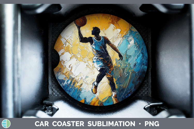 BS06 Thick Paint Basketball Car Coaster Sublimation Designs