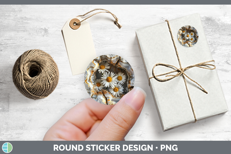BS02 Geode Daisies Stickers | Round Labels Designs