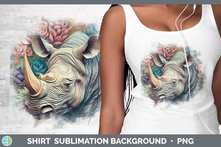 3D Exotic Animals Rhino Shirt Sublimation Sublimation Backgr example image 1