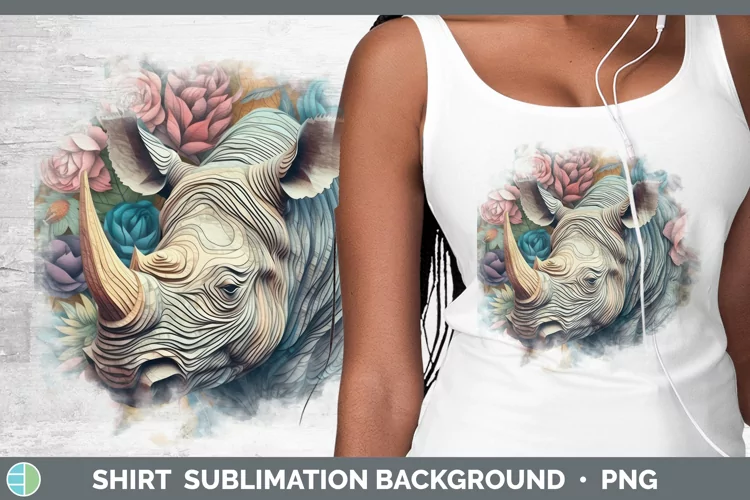 3D Exotic Animals Rhino Shirt Sublimation Sublimation Backgr