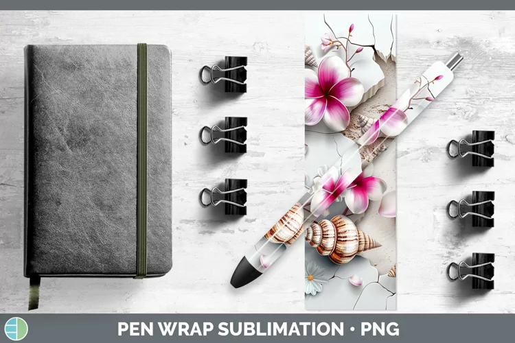 3D Hole in the Wall Seashell Pen Wrap Sublimation Pen Design