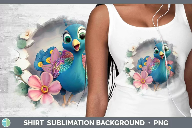 3D Hole in the Wall Peacock Shirt Sublimation Sublimation Ba