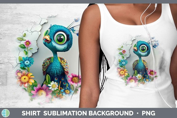 3D Hole in the Wall Peacock Shirt Sublimation Sublimation Ba example image 1
