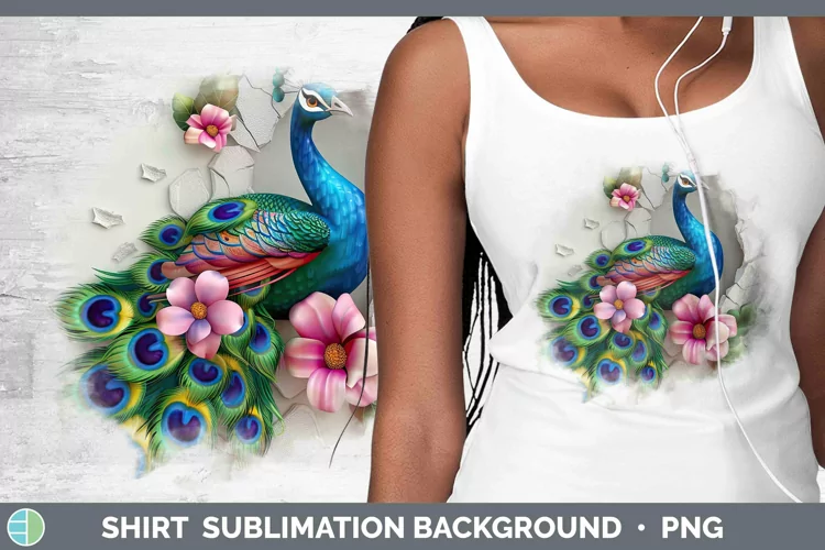 3D Hole in the Wall Peacock Shirt Sublimation Sublimation Ba