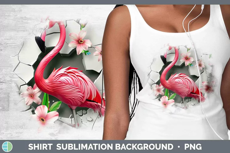 3D Hole in the Wall Flamingo Shirt Sublimation Sublimation B
