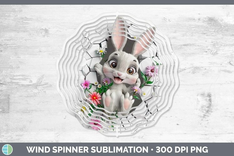3D Hole in the Wall Bunny Wind Spinner Sublimation Spinner D