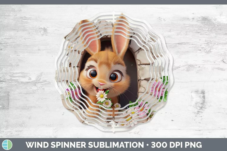 3D Hole in the Wall Bunny Wind Spinner Sublimation Spinner D