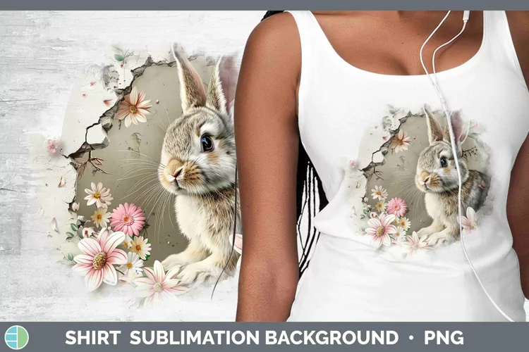 3D Hole in the Wall Bunny Shirt Sublimation Sublimation Back