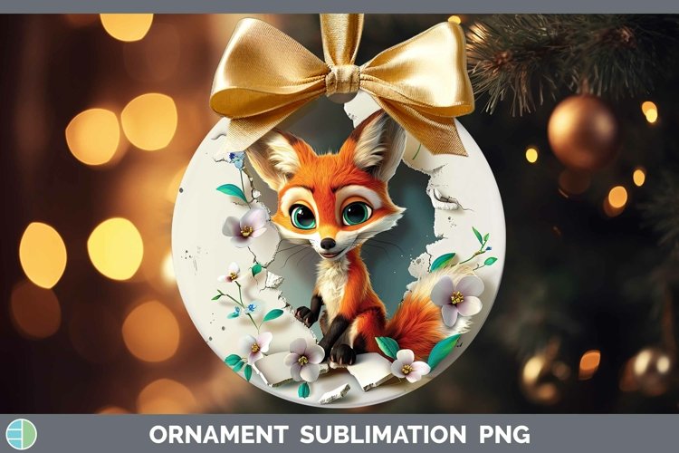 3D Hole in the Wall Fox Ornament Sublimation Bauble Designs