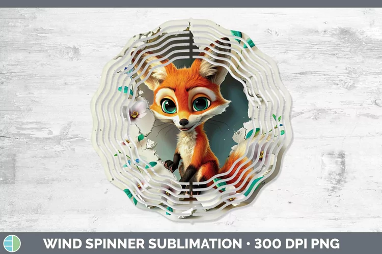 3D Hole in the Wall Fox Wind Spinner Sublimation Spinner Des