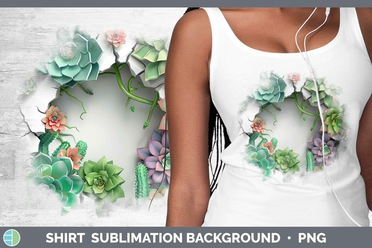 3D Hole in the Wall Succulents Shirt Sublimation Sublimation example image 1