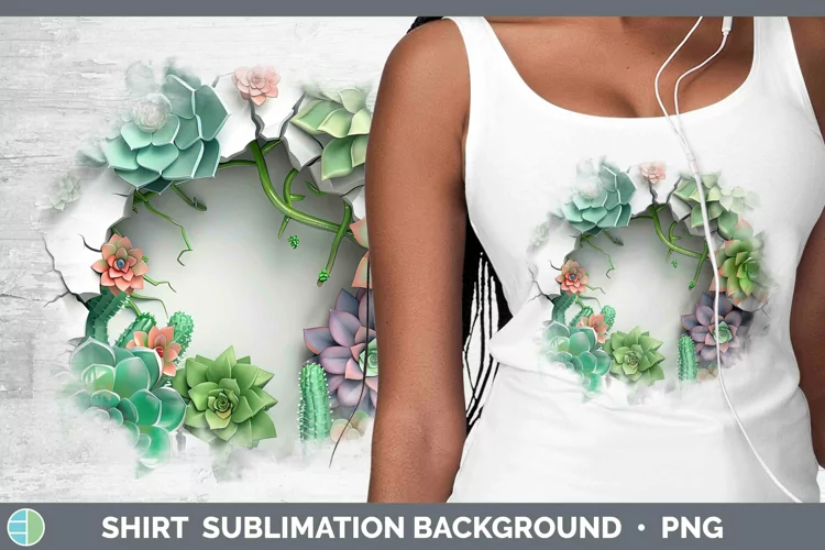 3D Hole in the Wall Succulents Shirt Sublimation Sublimation