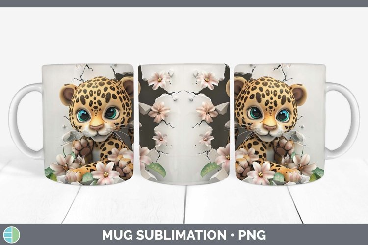 3D Leopard Mug Wrap Sublimation Coffee Cup Designs