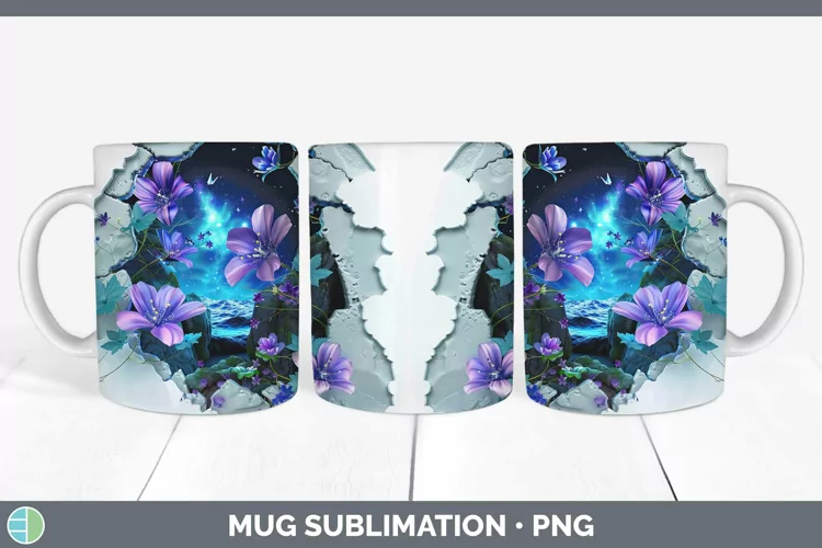 3D Northern Lights Mug Wrap Sublimation Coffee Cup Designs