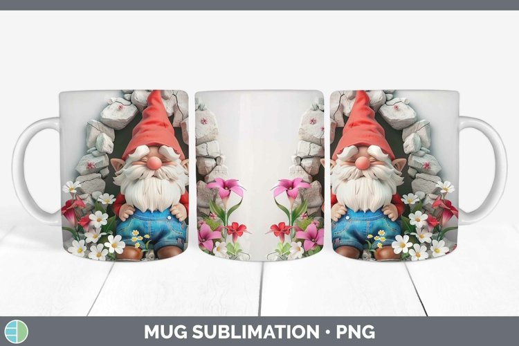 3D Gnome Mug Wrap Sublimation Coffee Cup Designs