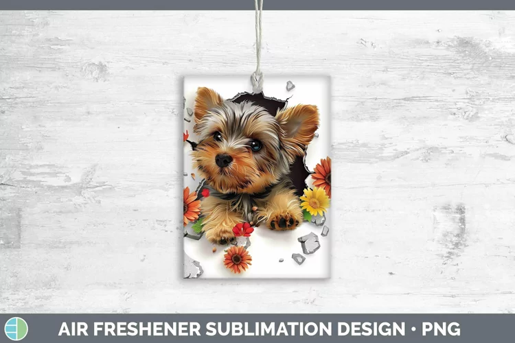 3D Yorkshire Terrier Air Freshener Sublimation Car Freshener