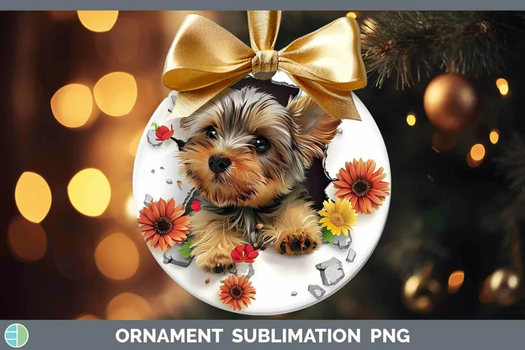 3D Yorkshire Terrier Ornament Sublimation Bauble Designs