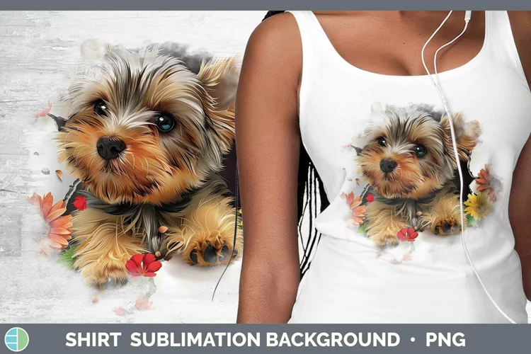 3D Yorkshire Terrier Shirt Sublimation Sublimation Backgroun