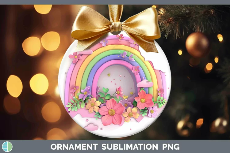 3D Rainbow Ornament Sublimation Bauble Designs