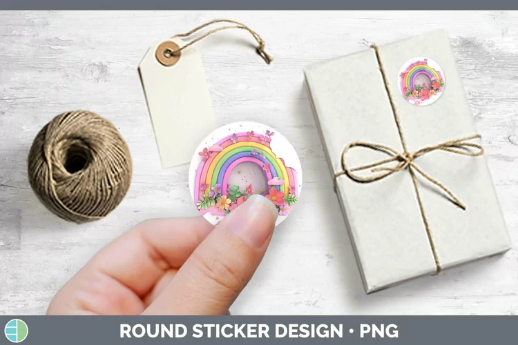 3D Rainbow Stickers | Round Labels Designs