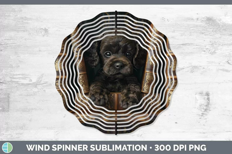 3D Books American Water Spaniel Dog Wind Spinner Sublimation