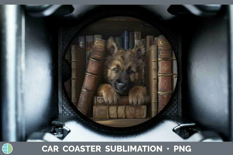 3D Books Belgian Tervuren Dog Car Coaster Sublimation Coaste