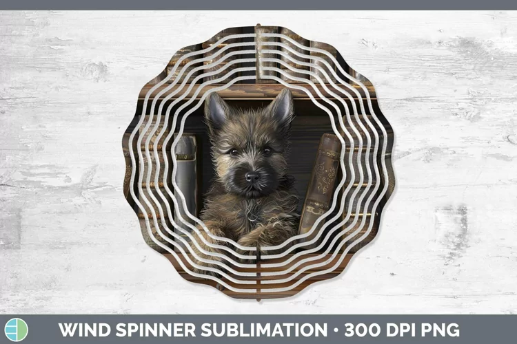 3D Books Cairn Terrier Dog Wind Spinner Sublimation Spinner