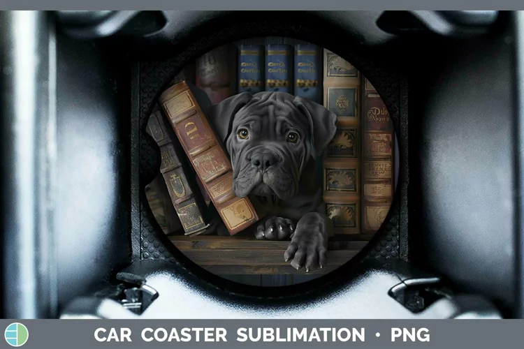 3D Books Cane Corso Dog Car Coaster Sublimation Coaster Desi