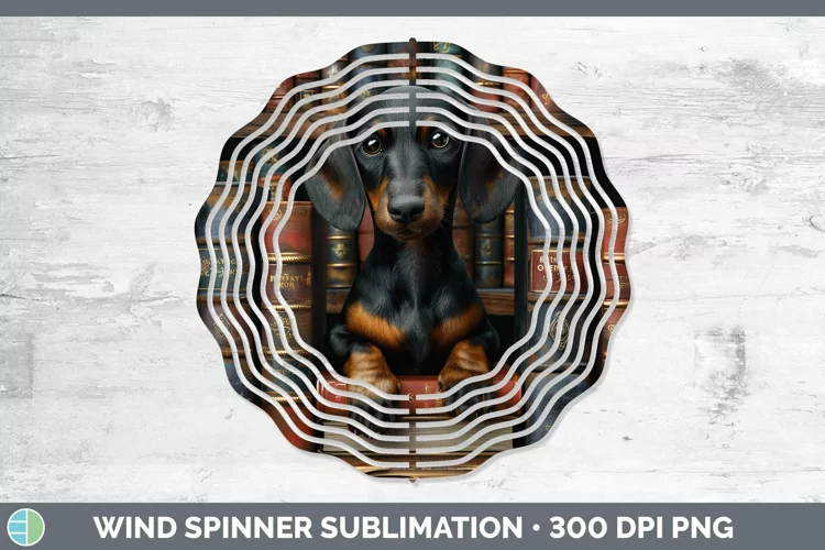 3D Books Dachshund Dog Wind Spinner Sublimation Spinner Desi