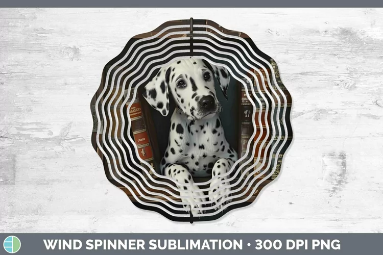 3D Books Dalmatian Dog Wind Spinner Sublimation Spinner Desi