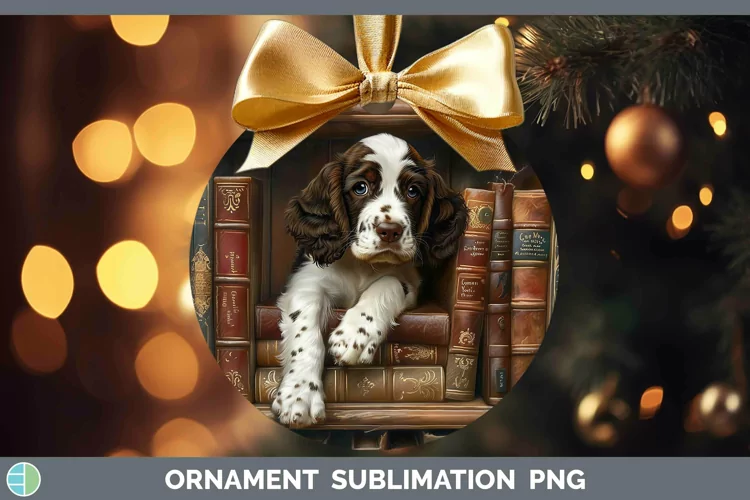 3D Books English Springer Spaniel Dog Ornament Sublimation B