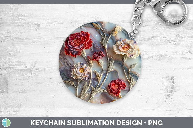 Gorgeous3D Agate Flowers Keychain design.
