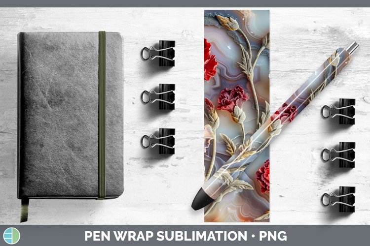 Gorgeous3D Agate Flowers Pen Wrap design.