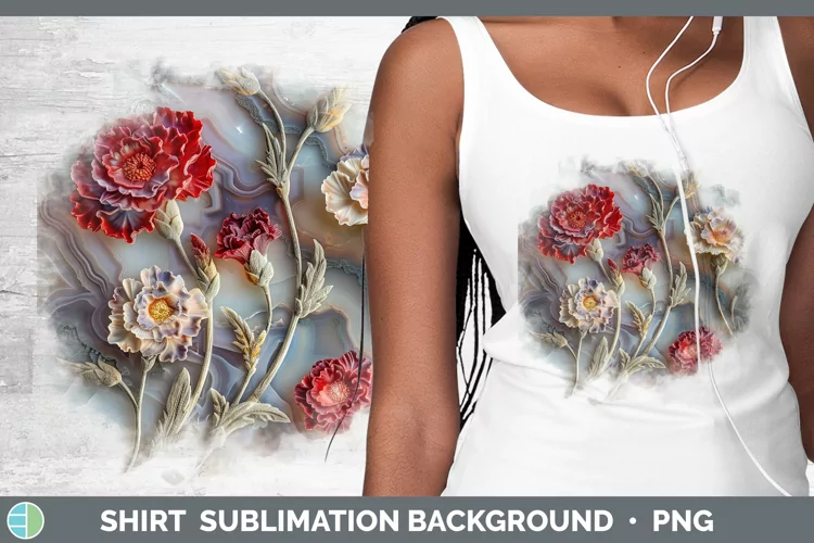 3D Agate Flowers Carnation Shirt Sublimation Sublimation Bac
